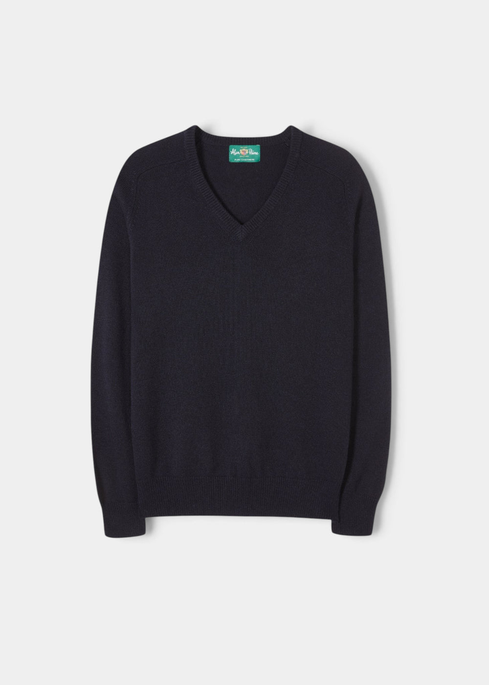 Selkirk Pure Cashmere V-Neck Jumper In Dark Navy, a long-sleeve sweater.