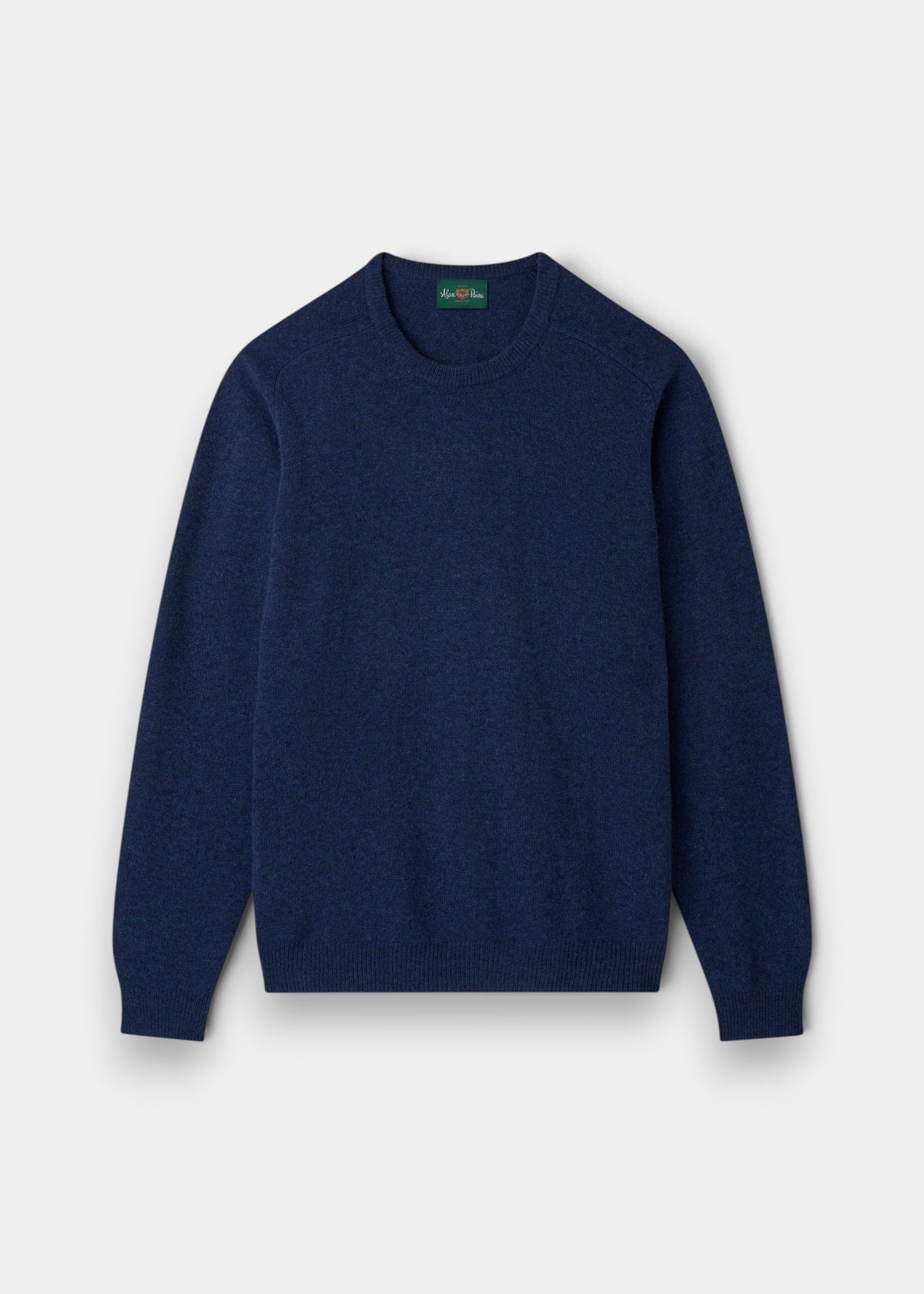 Dorset Lambswool Crew in Rhapsody, classic fit with saddle shoulder, shown flat on a white background.