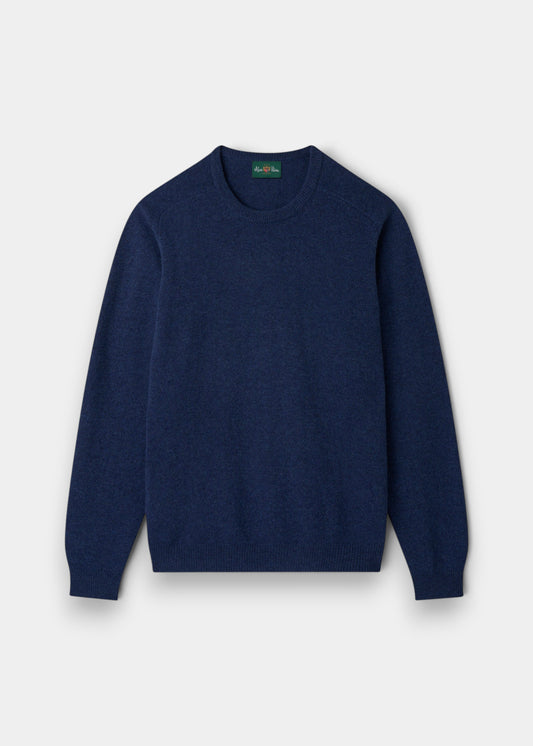 Dorset Lambswool Crew in Rhapsody, classic fit with saddle shoulder, shown flat on a white background.