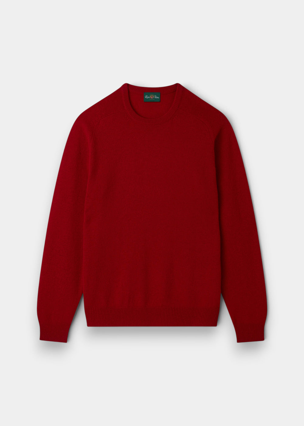 Lenzie Lambswool Crew Neck Jumper in Dubonnet, regular fit, long sleeves, on a light gray background.