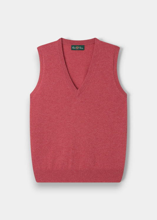 Alan Paine rouge wool and cashmere blend V-neck tank top with a soft knit texture.