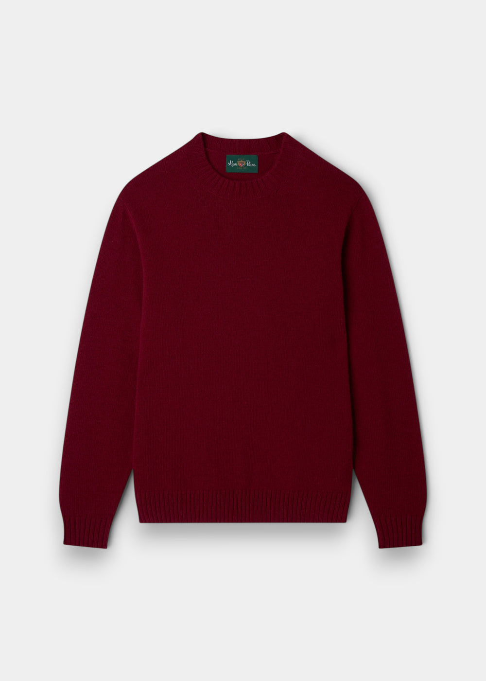 Kinnadie Supersoft Shetland Wool Crew Neck Jumper in Venetian, regular fit, shown laid flat on a white background.