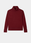 Ladies wool and cashmere roll neck jumper in Berry Red