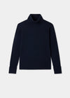 Ladies wool and cashmere roll neck jumper in dark navy