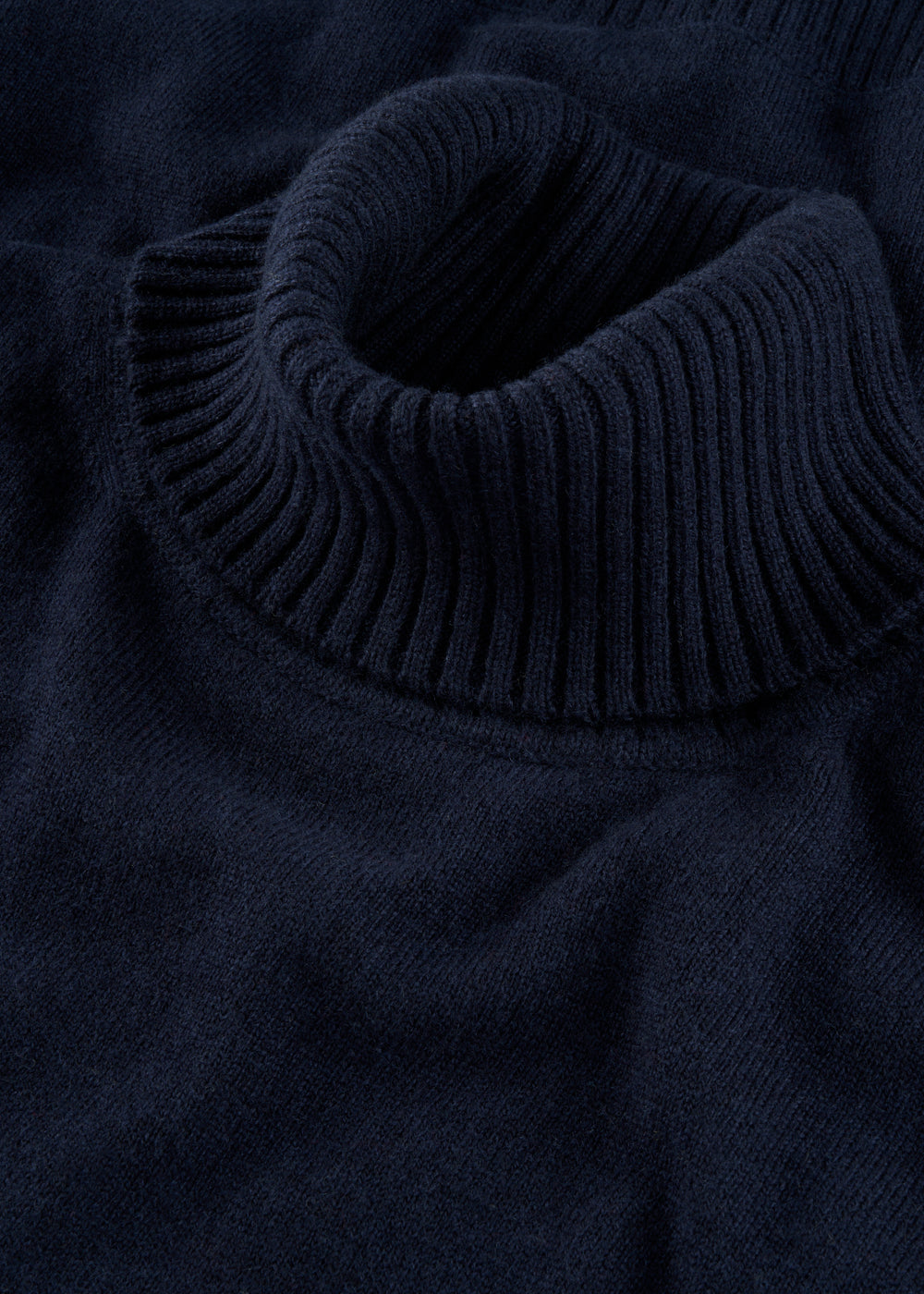 Ladies wool and cashmere roll neck jumper in dark navy