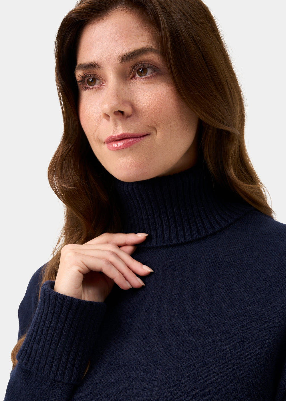 Alexa Ladies Wool and Cashmere Roll Neck In Dark Navy