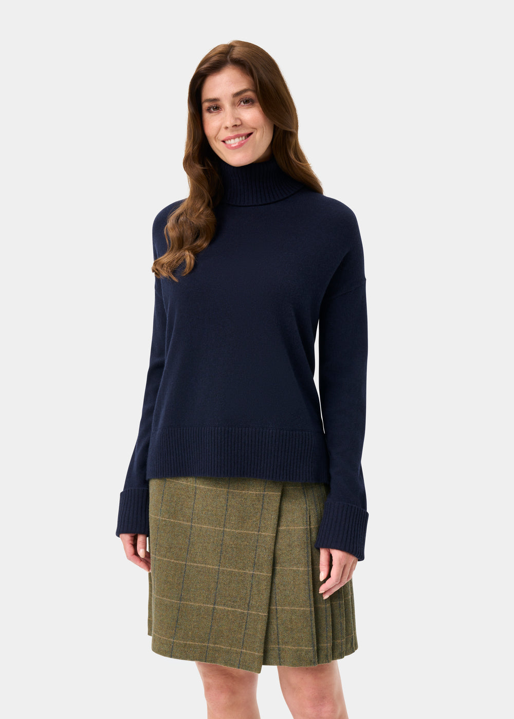 Alexa Ladies Wool and Cashmere Roll Neck In Dark Navy
