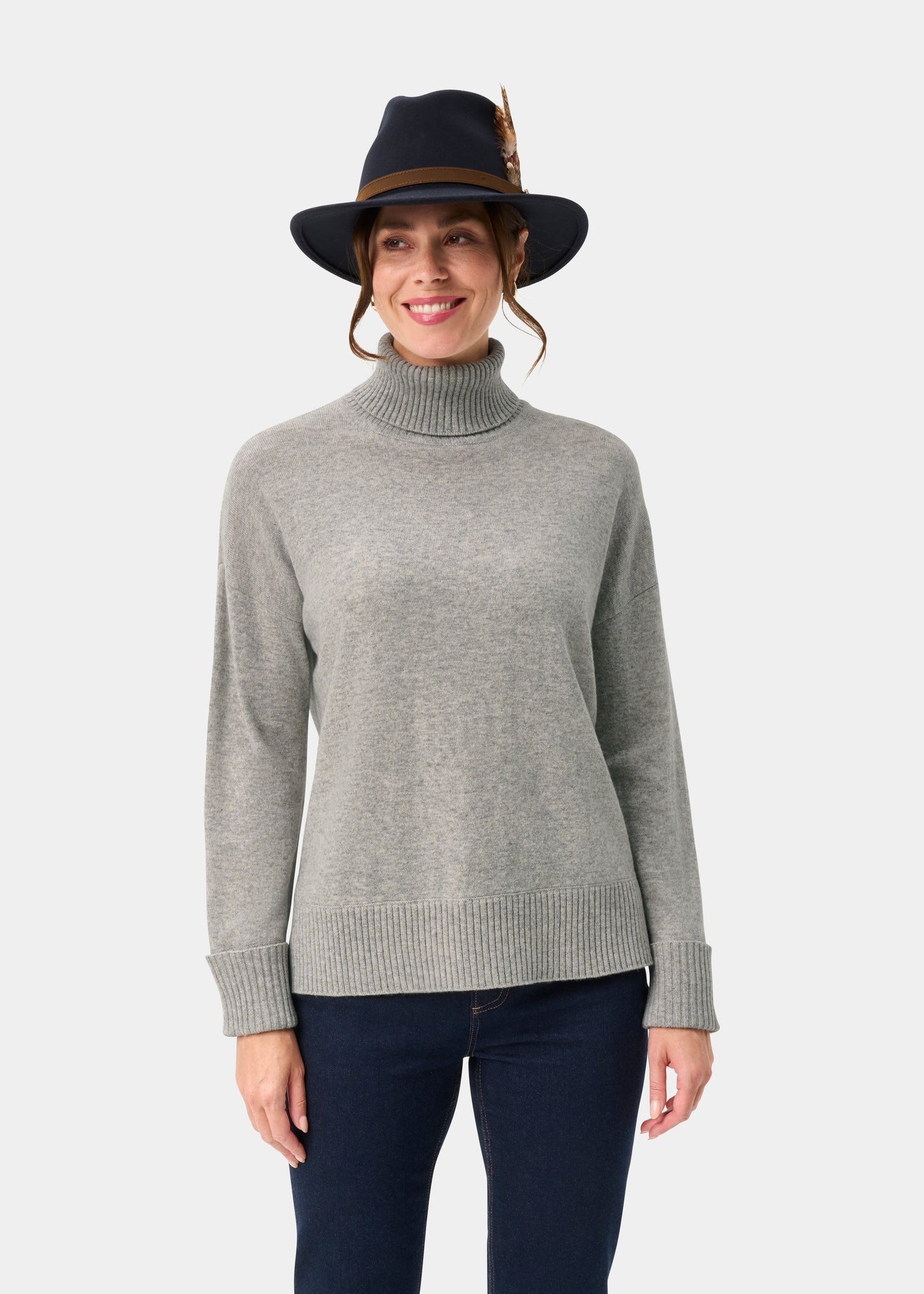 Alexa Ladies Wool and Cashmere Roll Neck In Husky