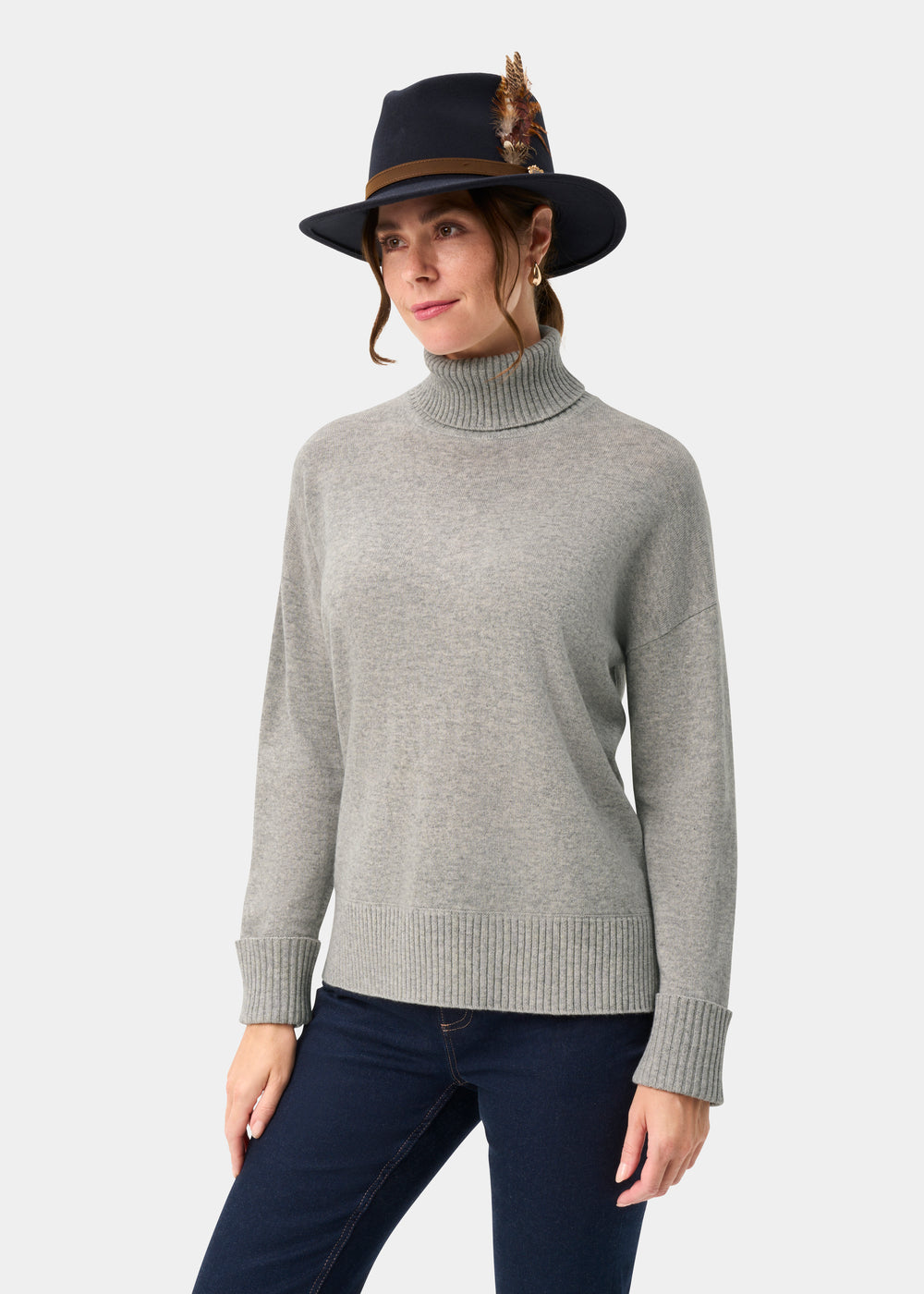 Alexa Ladies Wool and Cashmere Roll Neck In Husky