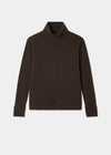 Ladies brown roll neck jumper on a white background