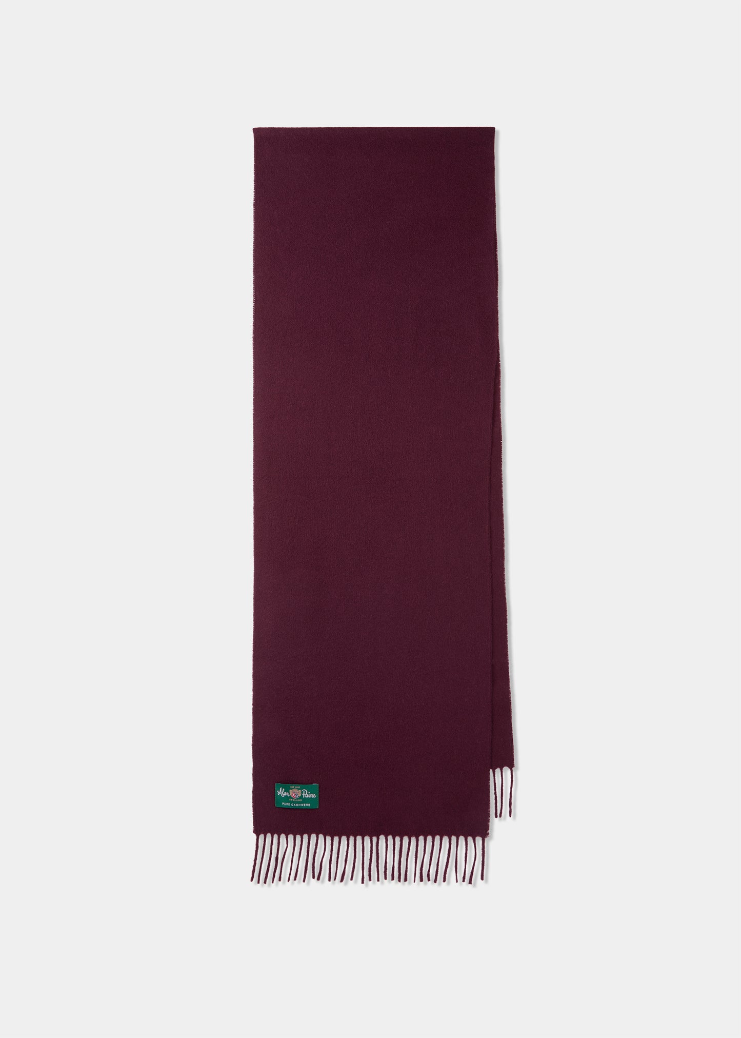 Sciarpa da uomo Risbury in cashmere tinta unita color bordò.