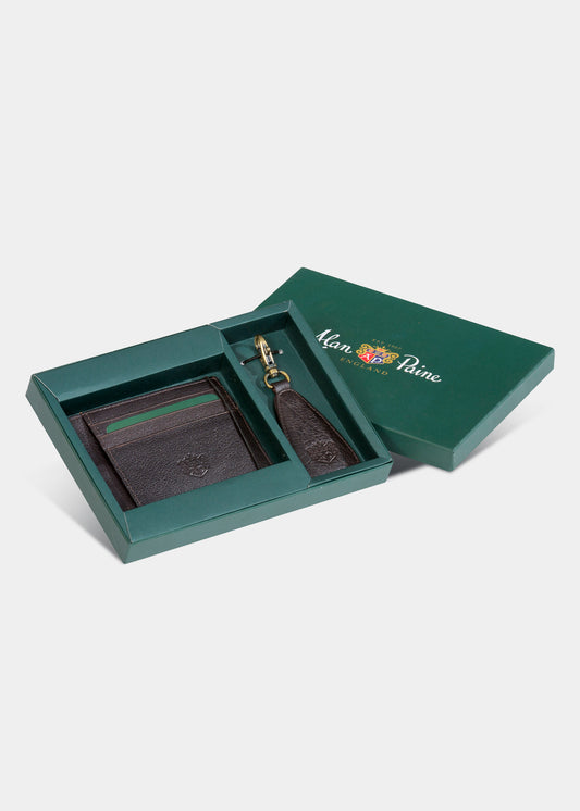 Porta carte e portachiavi in ​​pelle marrone