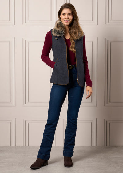 Surrey Ladies Tweed Gilet In Blue