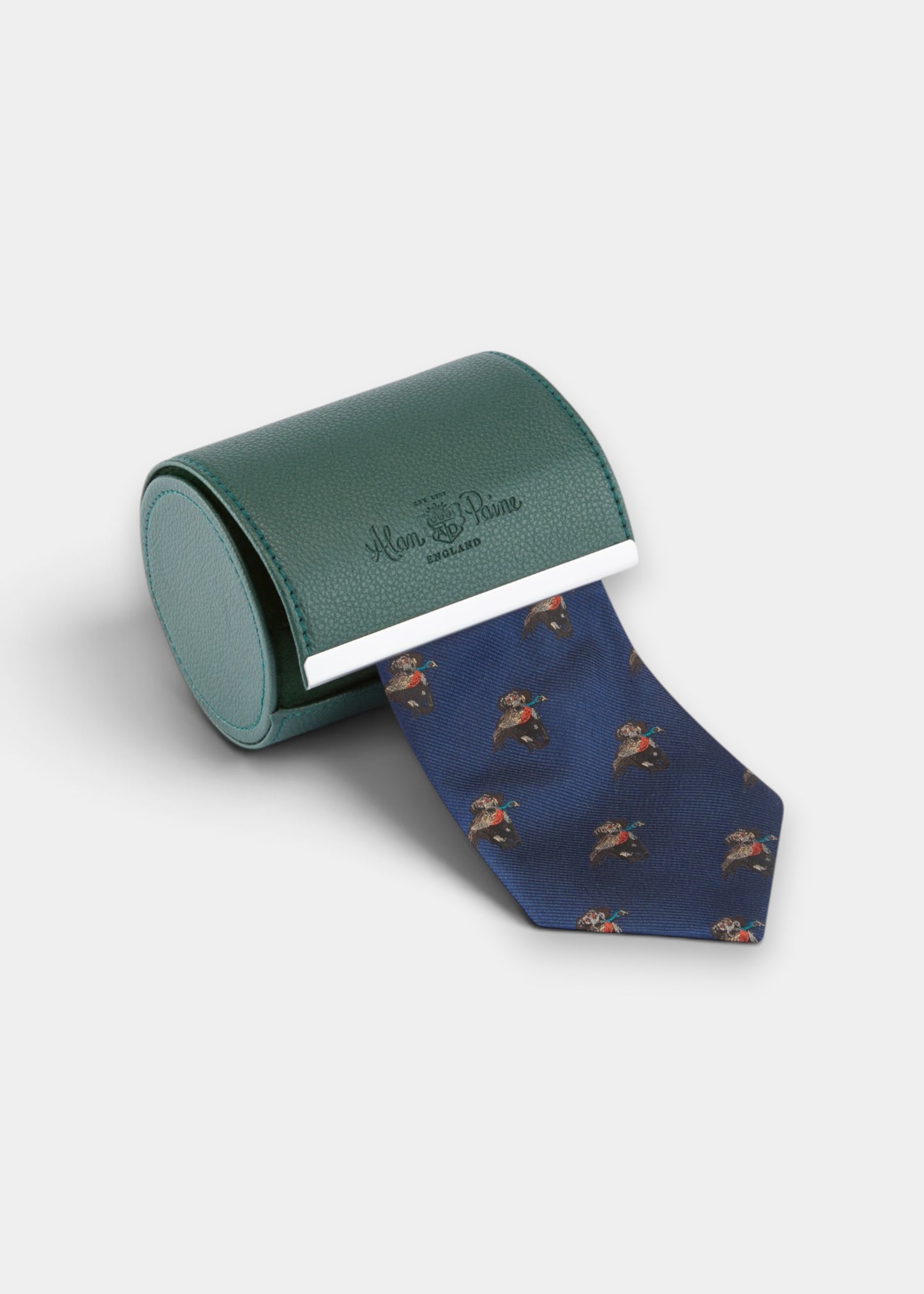 Ripon Silk Country Tie In Navy - Retriever Design