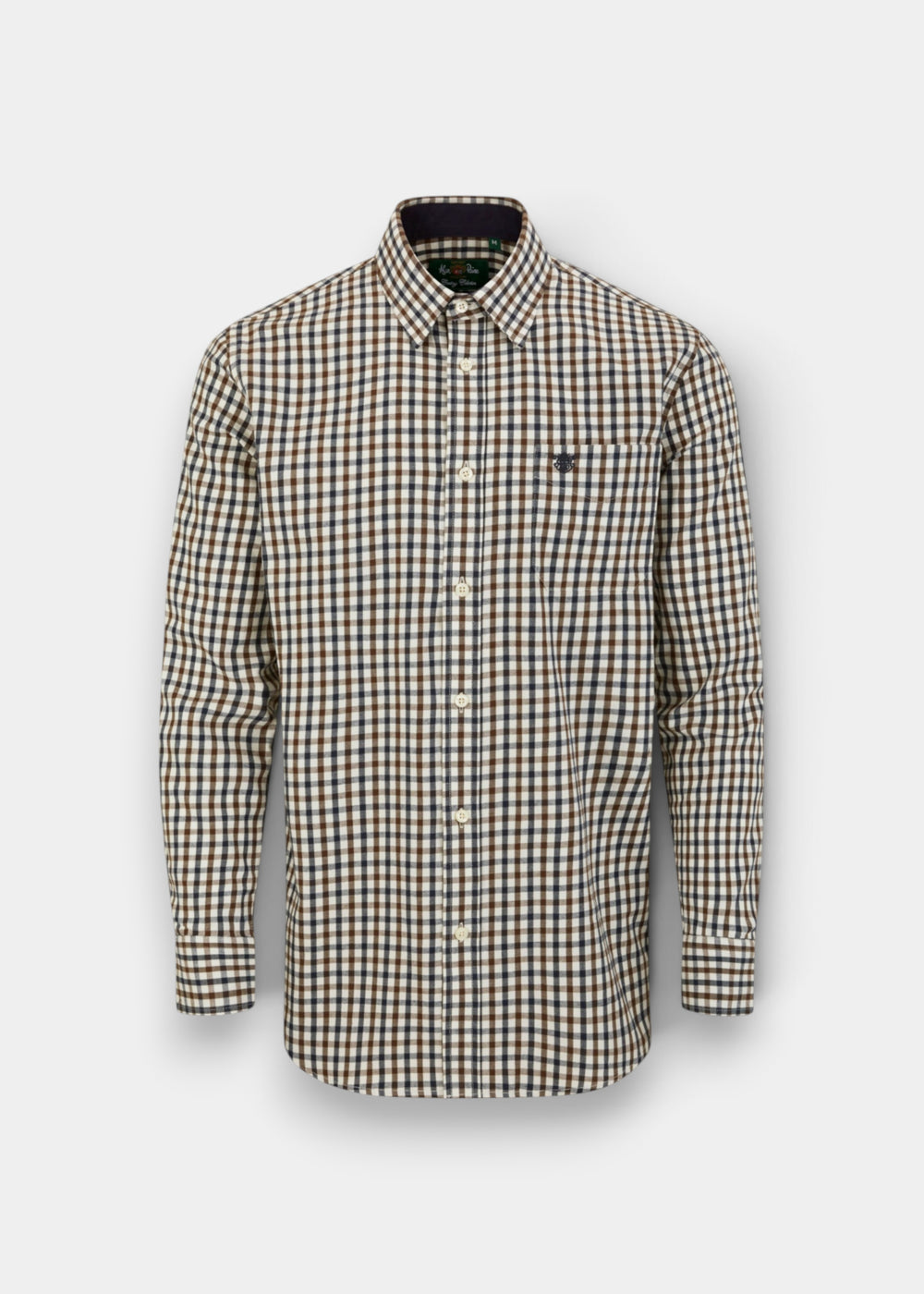 Aylesbury Men's Blue and Brown Check Shirt - Regular Fit