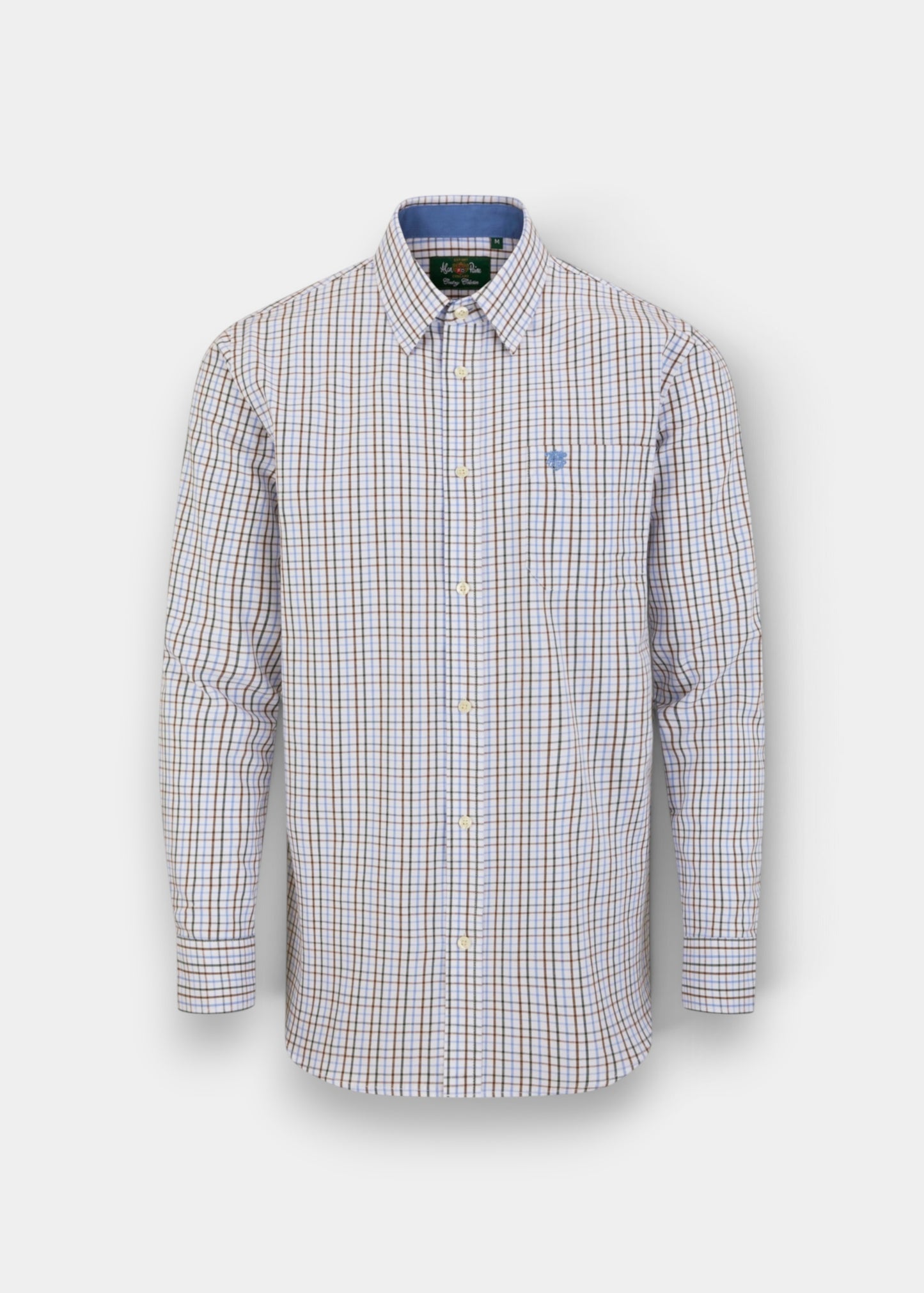 Aylesbury Men's Green and Brown Check Shirt - Regular Fit