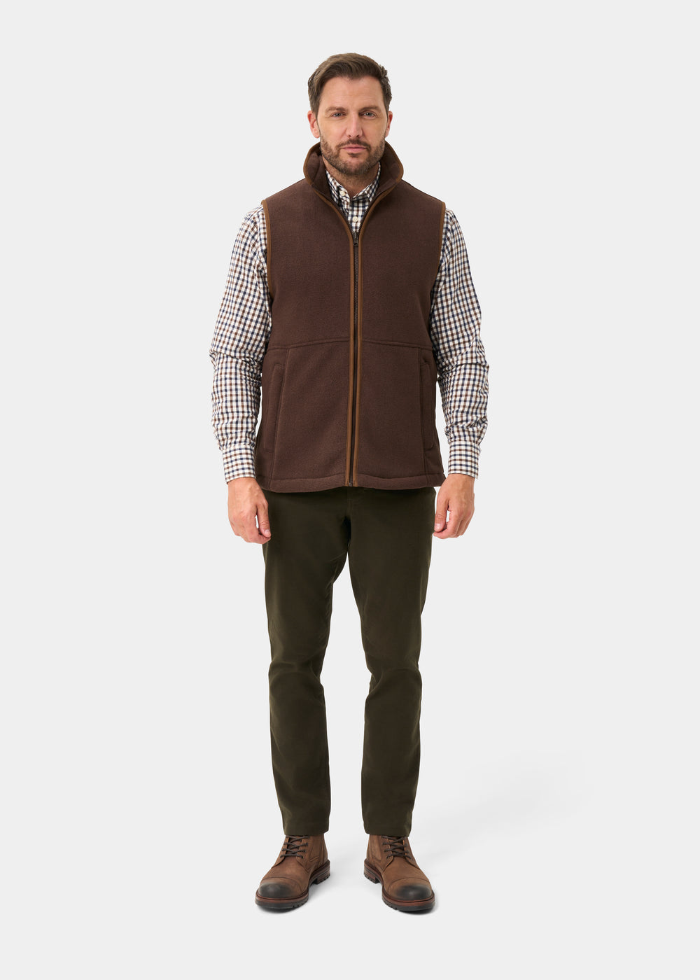 Aylsham Men's Fleece Gilet In Bark - Regular Fit