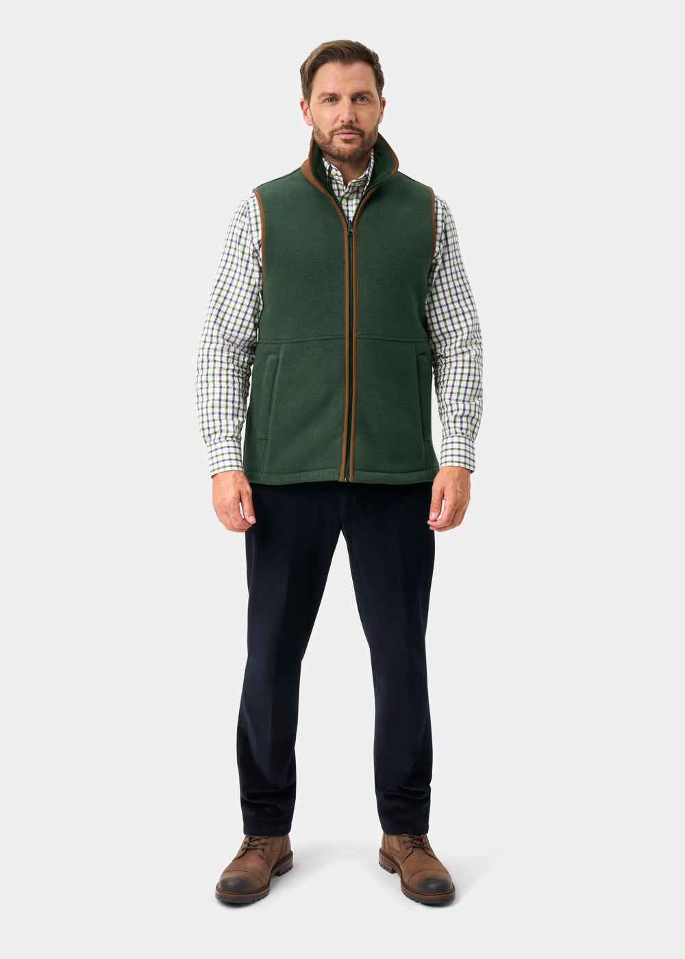 Aylsham Men's Fleece Gilet In Evergreen - Regular Fit