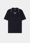 Camicia con abbottonatura aperta a maniche corte Portloe in blu scuro