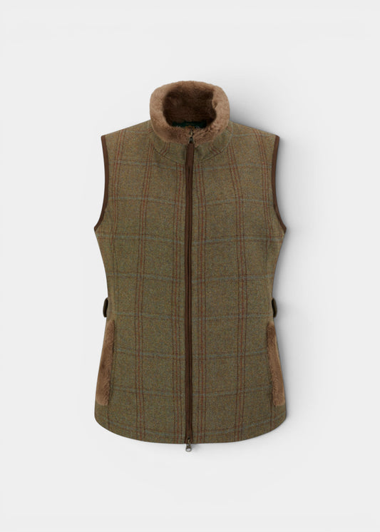 Combrook Ladies Tweed Gilet In Laurel - Regular Fit