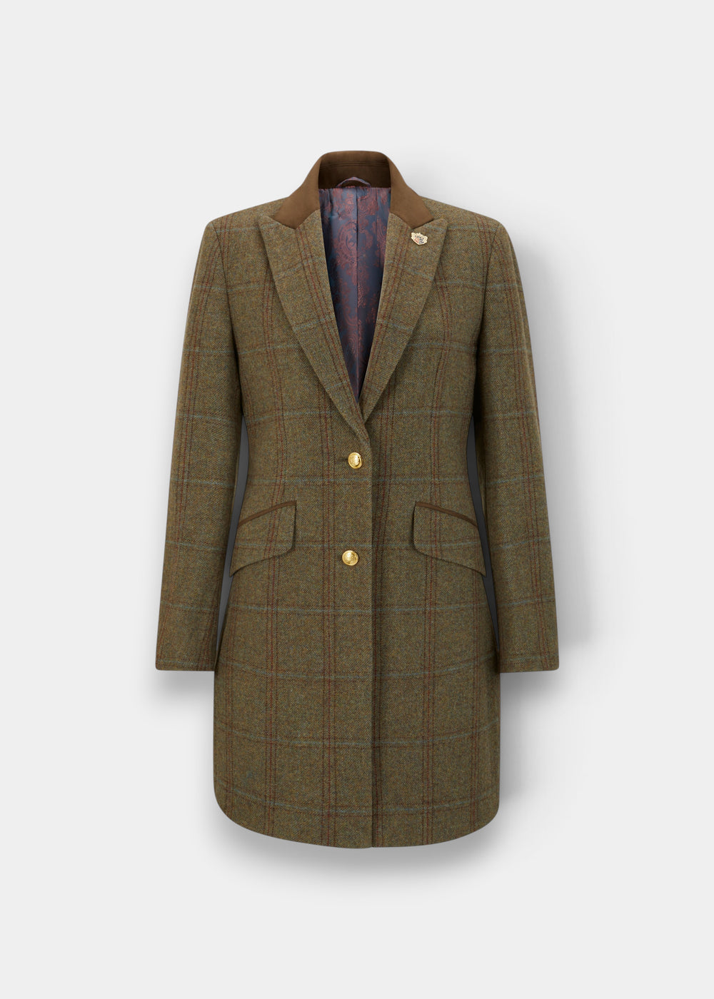 Combrook Ladies Tweed Water Repellent Mid-Thigh Coat in Laurel -  Regular Fit
