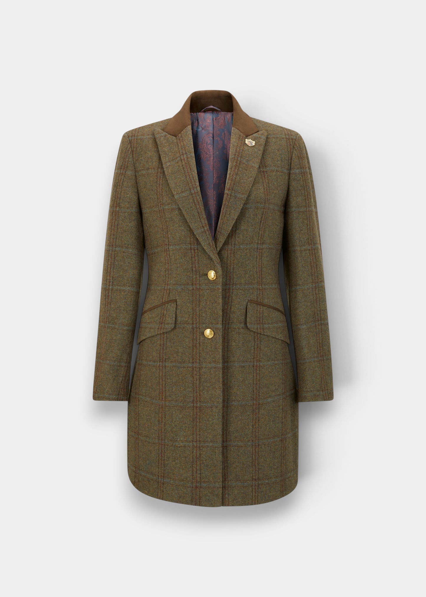 Combrook Ladies Tweed Water Repellent Mid-Thigh Coat in Laurel -  Regular Fit