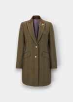 Combrook Ladies Tweed Water Repellent Mid-Thigh Coat in Laurel -  Regular Fit