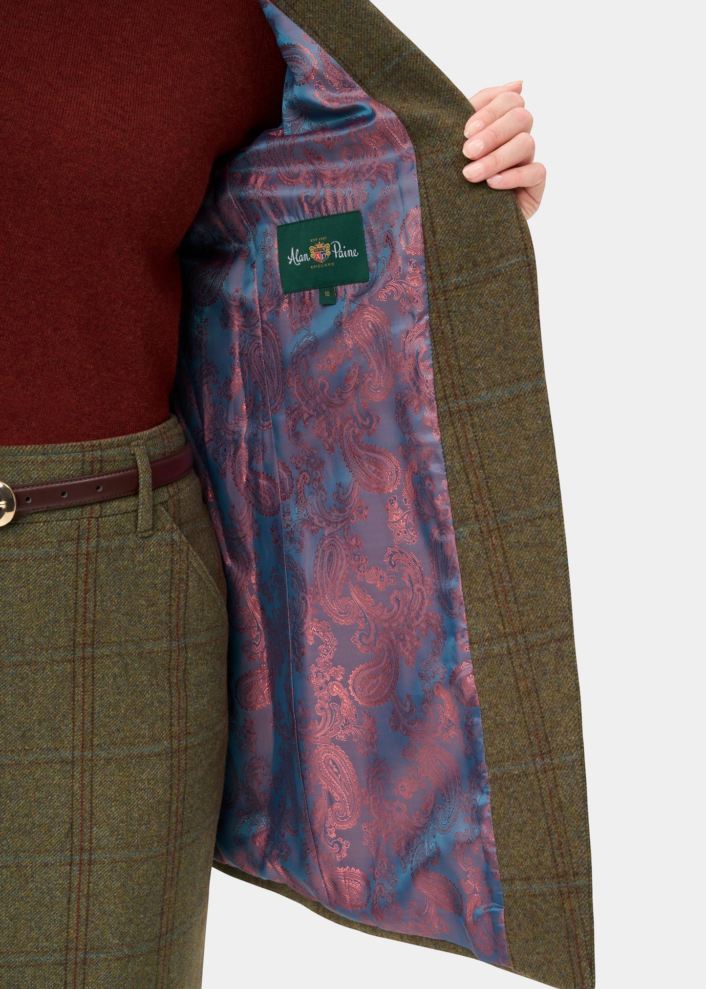 Combrook Ladies Tweed Water Repellent Mid-Thigh Coat in Laurel -  Regular Fit