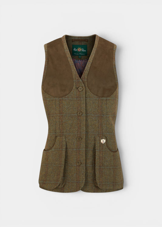 Combrook Ladies Tweed Water Repellent Shooting Waistcoat in Laurel -  Regular Fit