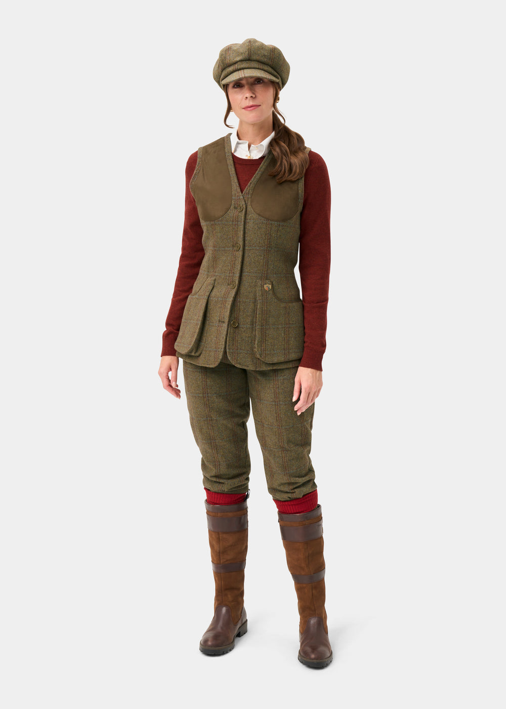 Combrook Ladies Tweed Water Repellent Shooting Waistcoat in Laurel -  Regular Fit