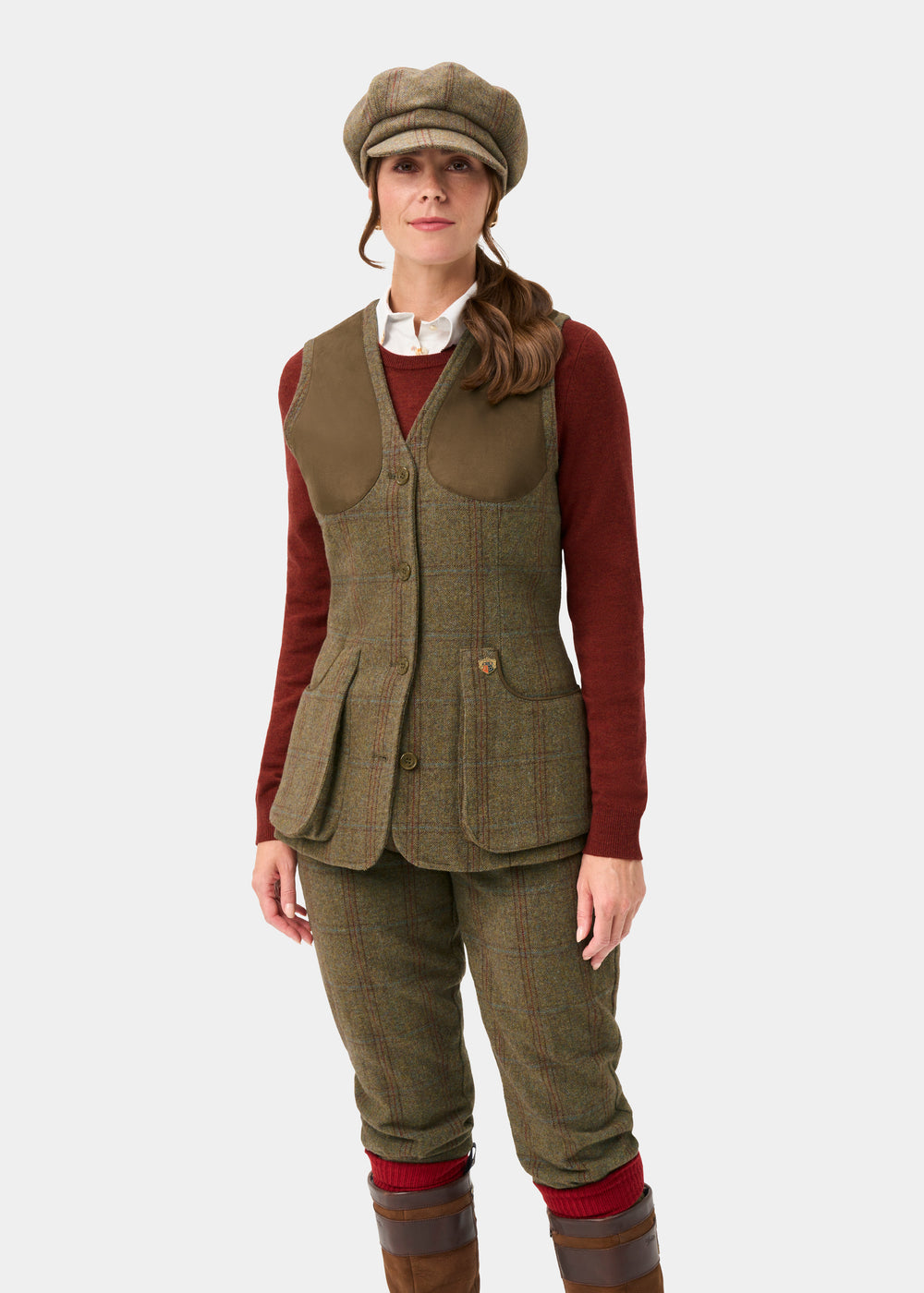 Combrook Ladies Tweed Water Repellent Shooting Waistcoat in Laurel -  Regular Fit