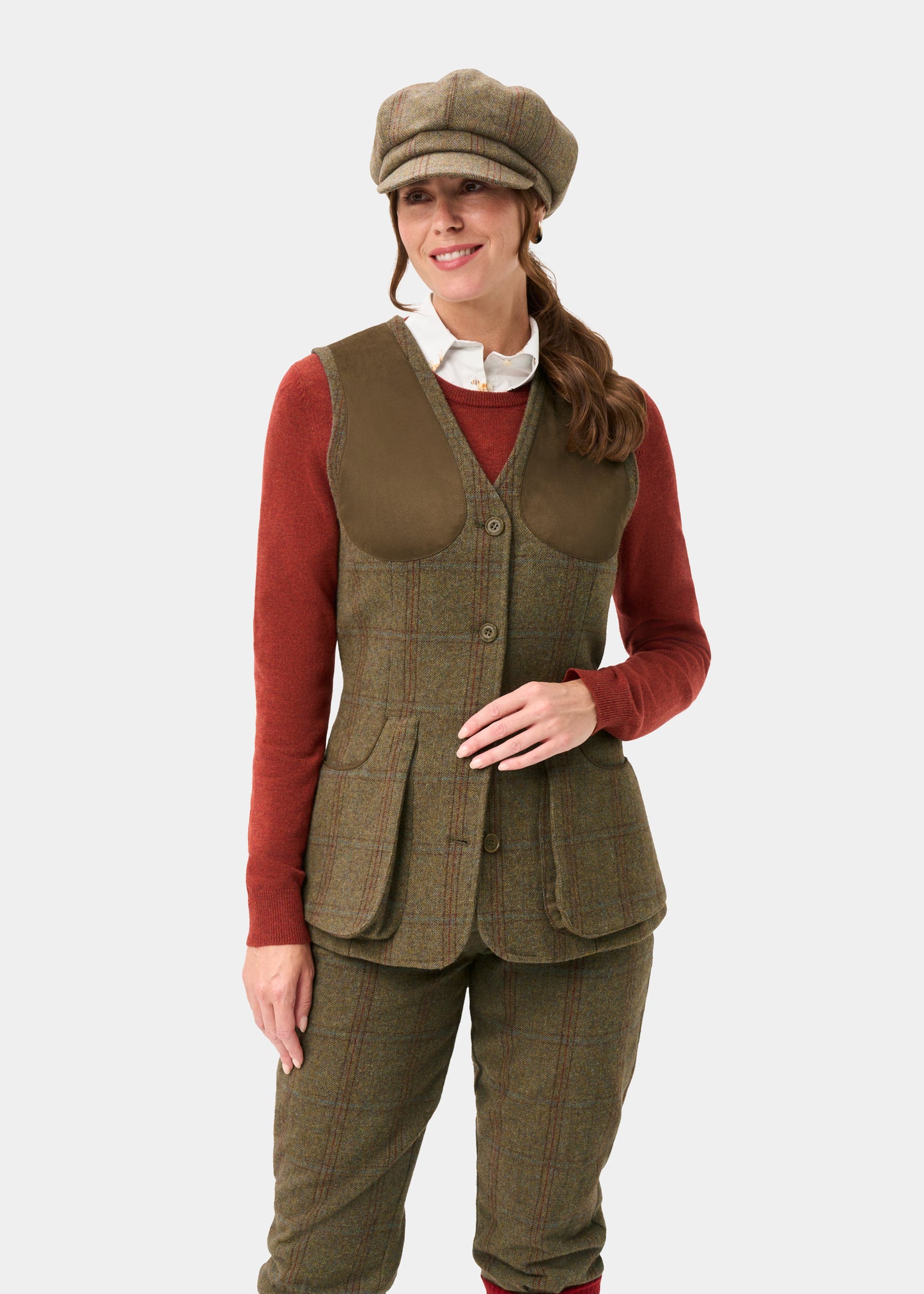 Combrook Ladies Tweed Water Repellent Shooting Waistcoat in Laurel -  Regular Fit