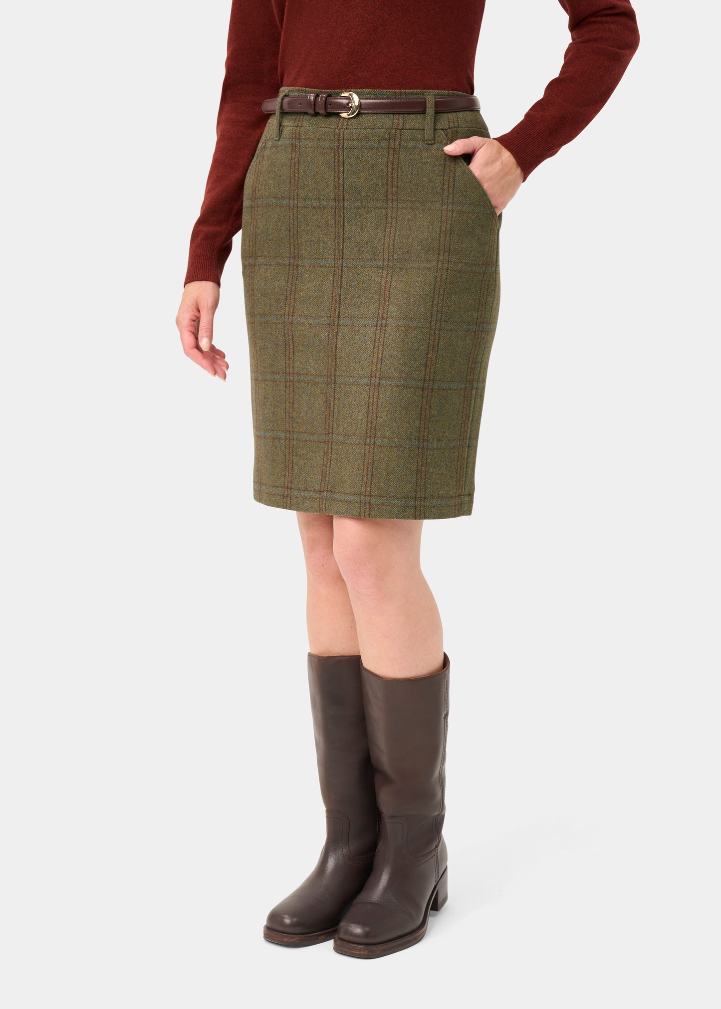 Combrook Ladies Tweed Water Repellent Skirt 49cm in Laurel -  Regular Fit