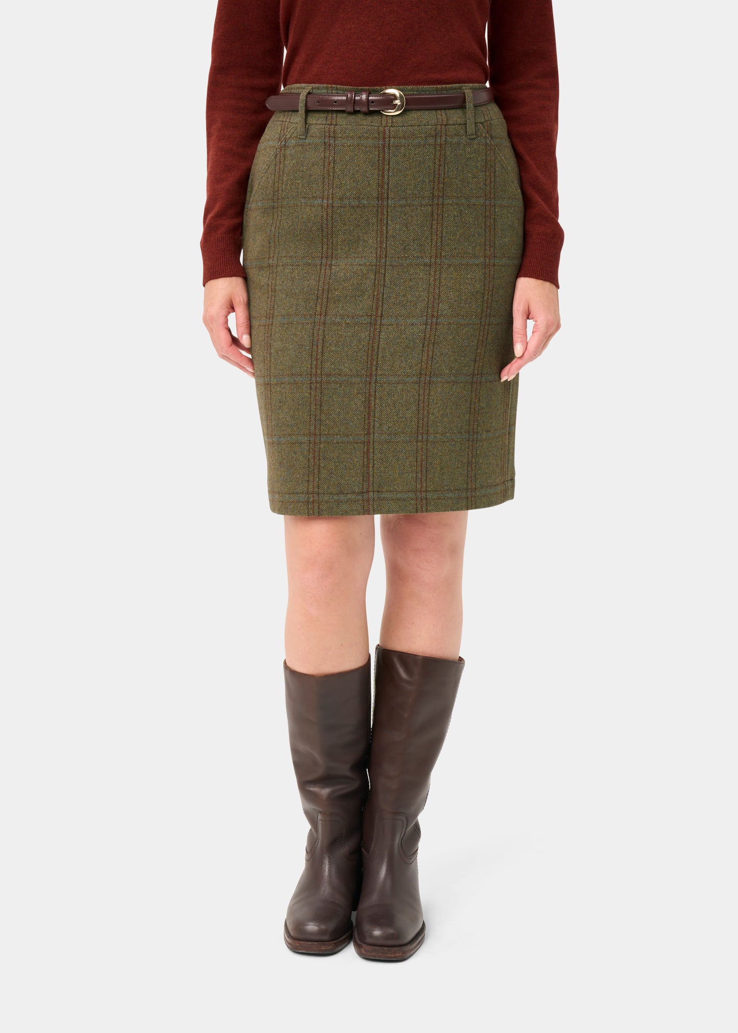 Combrook Ladies Tweed Water Repellent Skirt 49cm in Laurel -  Regular Fit