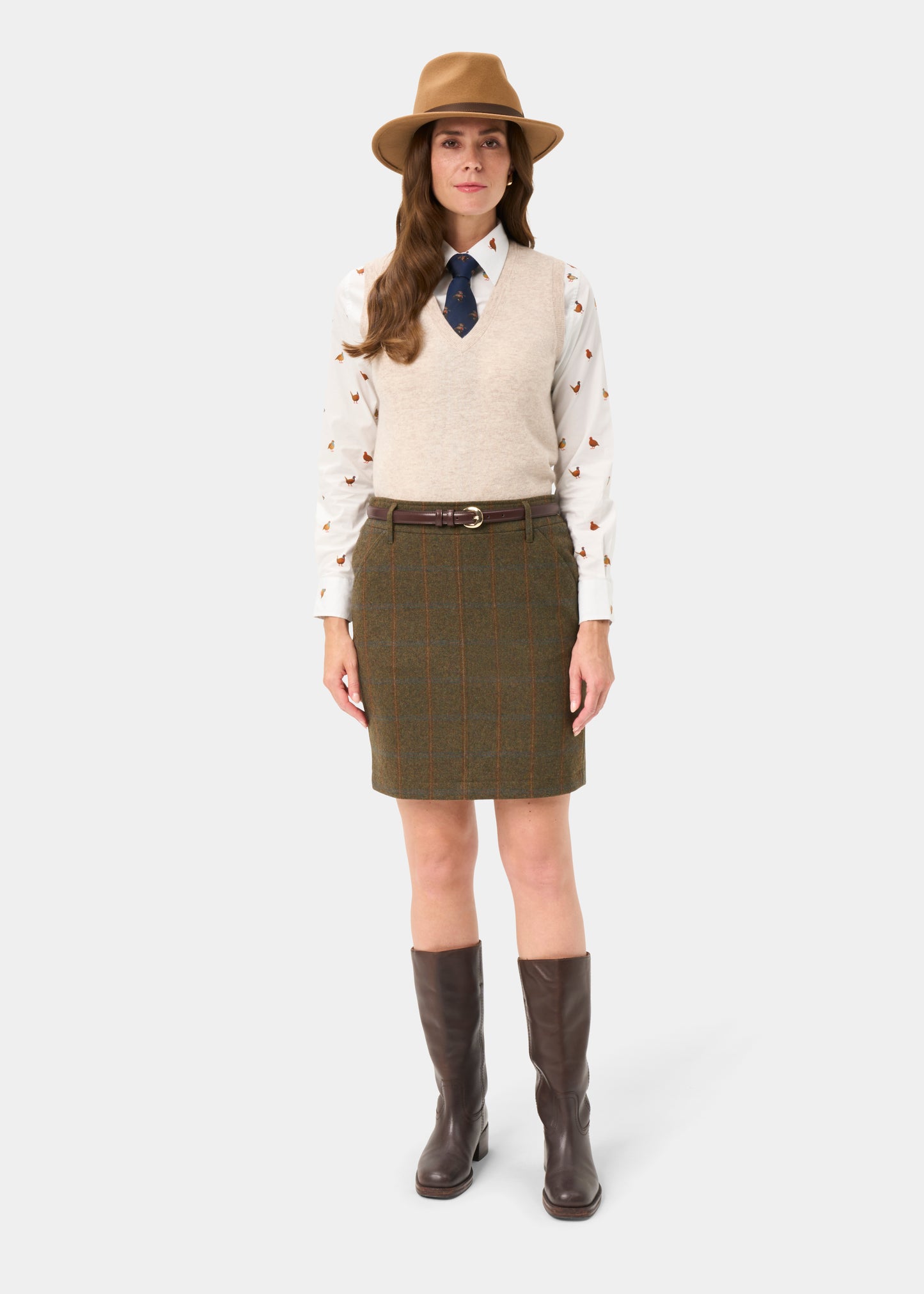Combrook Ladies Tweed Water Repellent Skirt 49cm in Willow -  Regular Fit