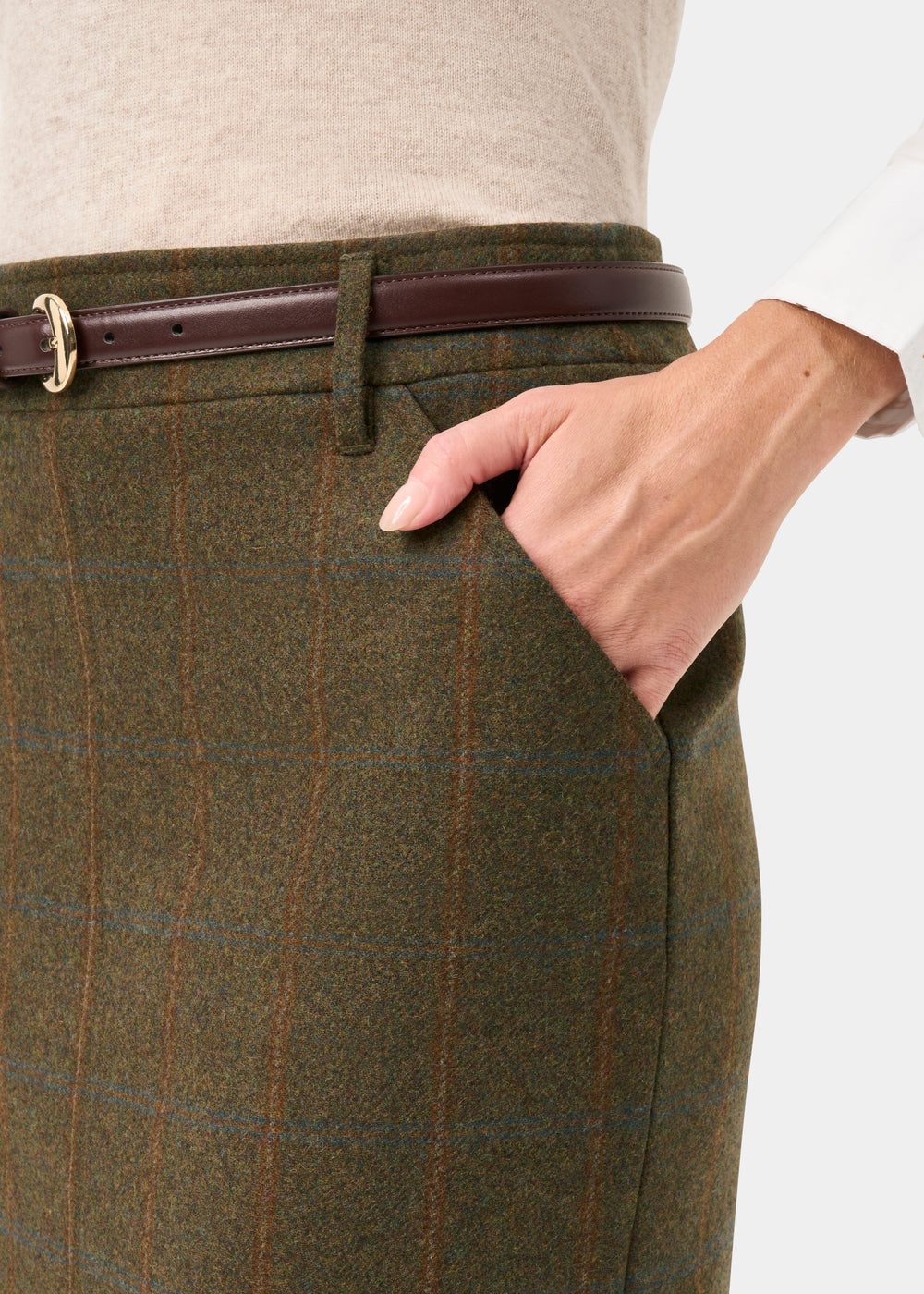Combrook Ladies Tweed Water Repellent Skirt 49cm in Willow -  Regular Fit