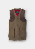 Combrook Men's Tweed Water Repellent Shooting Waistcoat in Sage  -  Shooting Fit