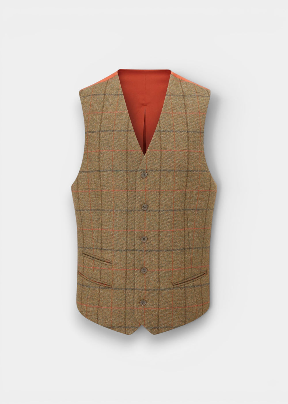 Combrook Men's Tweed Water Repellent Lined-Back Waistcoat in Thyme  -  Regular Fit