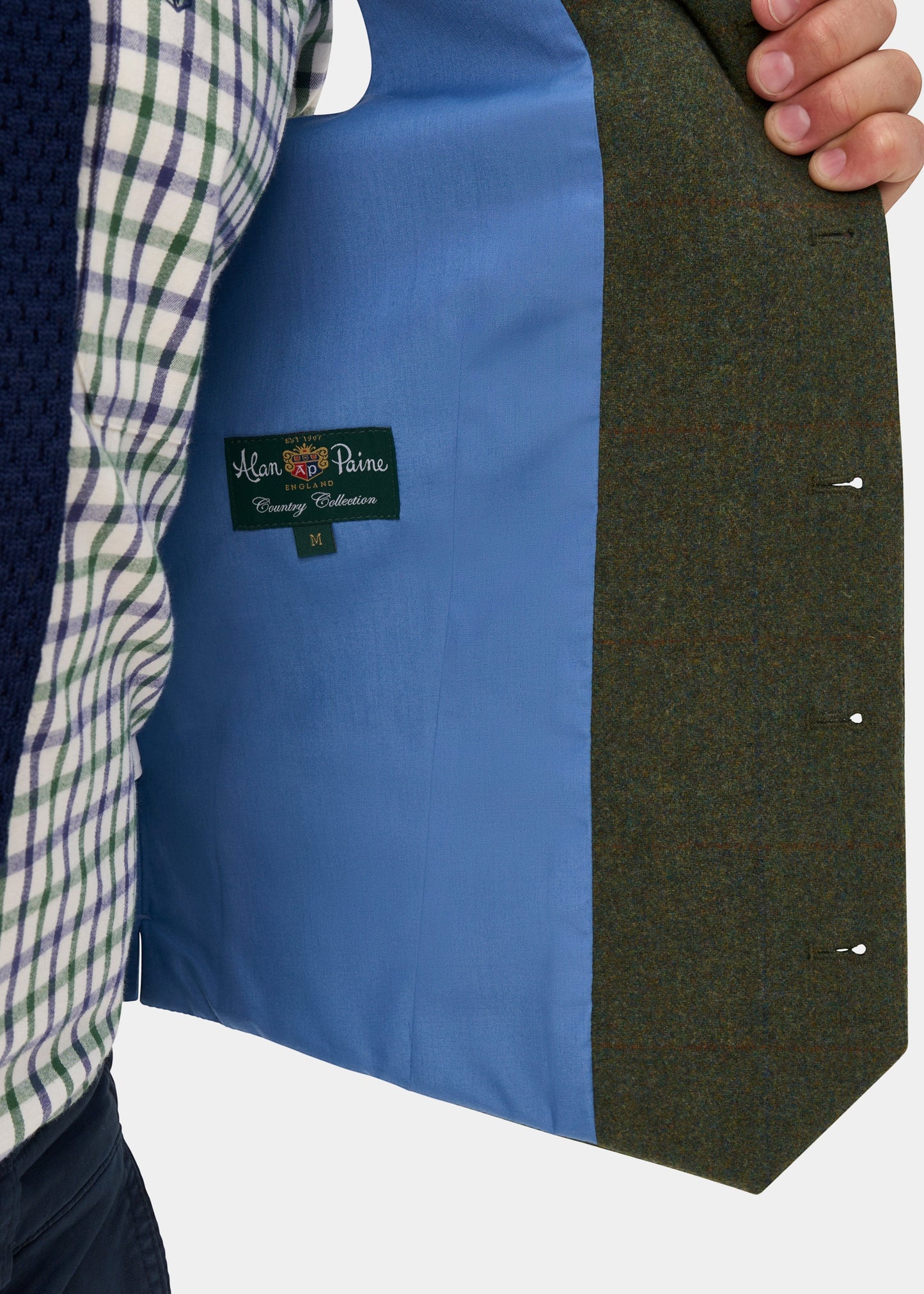 Combrook Men's Tweed Water Repellent Lined-Back Waistcoat in Mariner -  Regular Fit