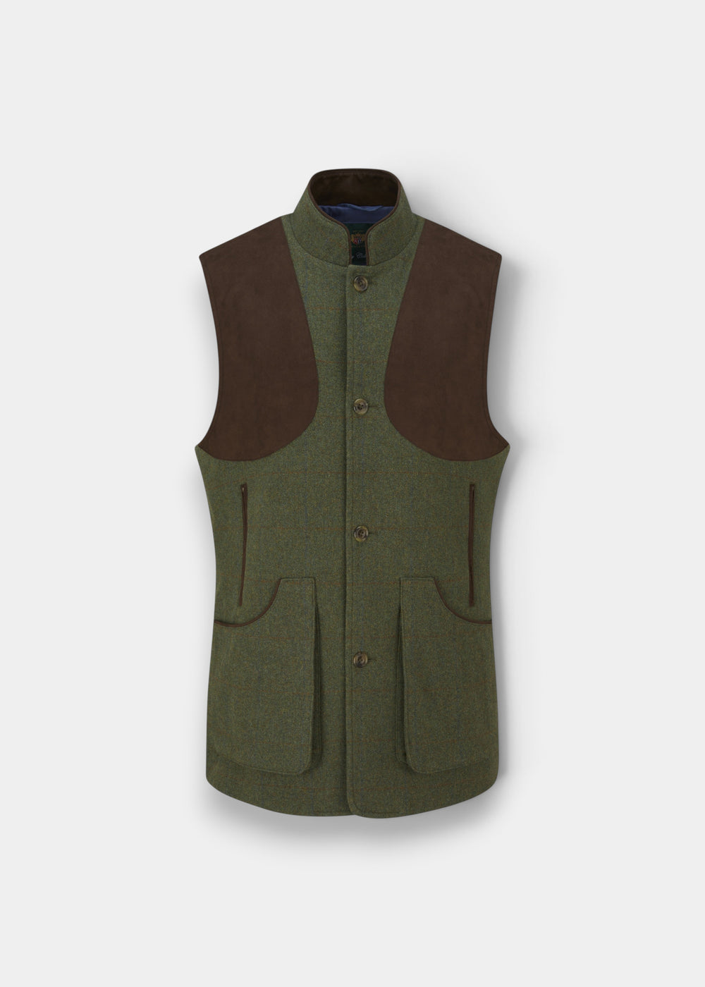 Combrook Men's Tweed Water Repellent Shooting Gilet in Mariner -  Shooting Fit