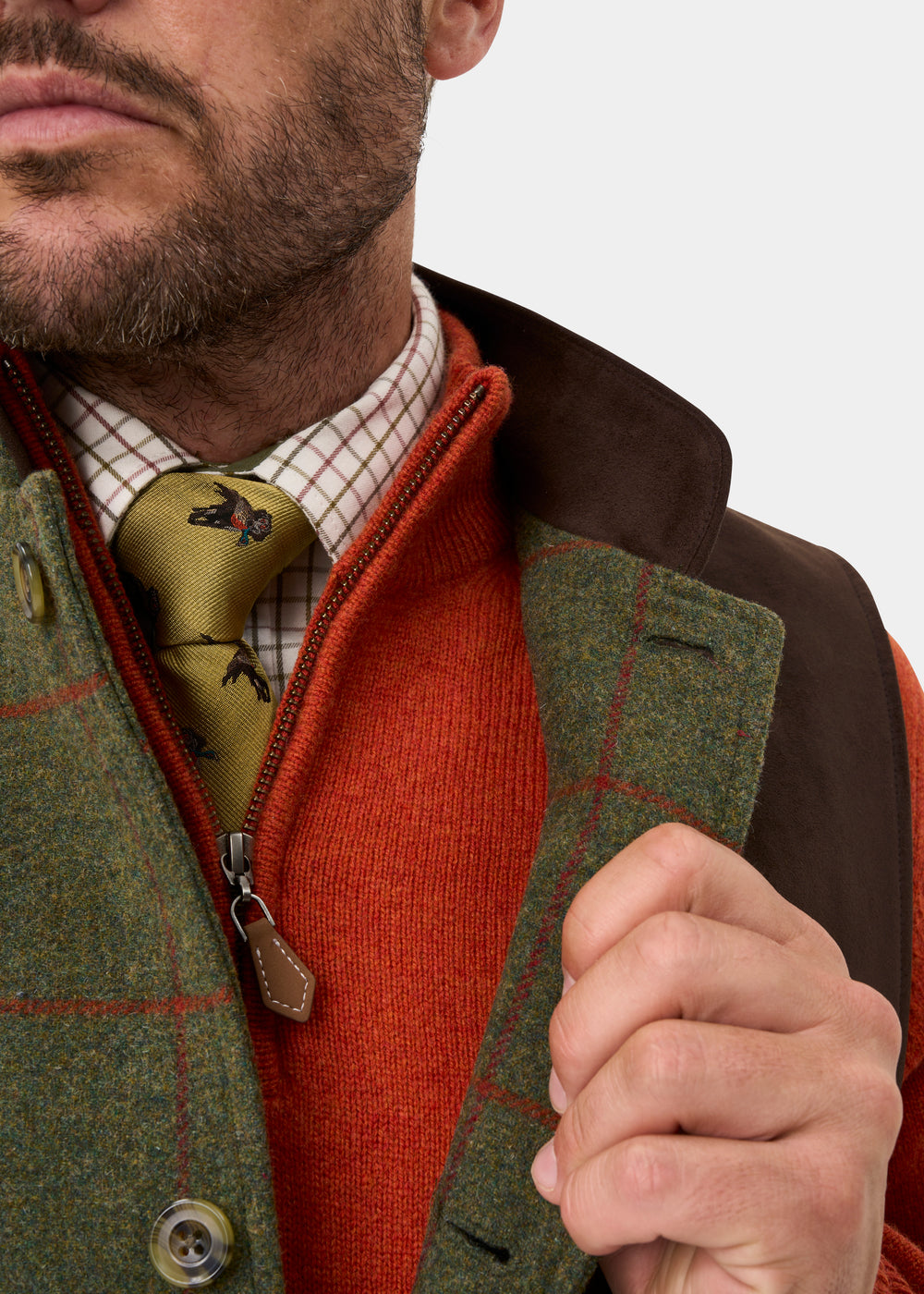 Combrook Men's Tweed Water Repellent Shooting Gilet in Reed -  Shooting Fit
