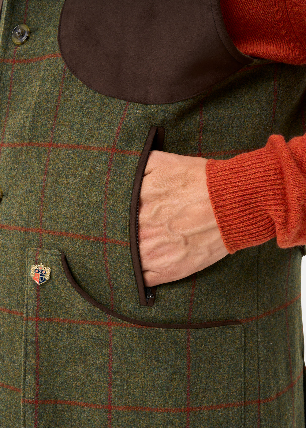 Combrook Men's Tweed Water Repellent Shooting Gilet in Reed -  Shooting Fit