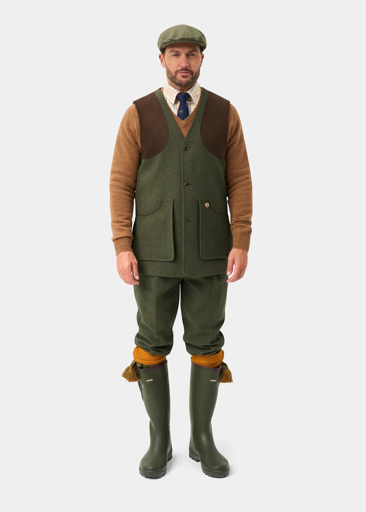 Combrook Men's Tweed Water Repellent Shooting Waistcoat in Mariner -  Shooting Fit
