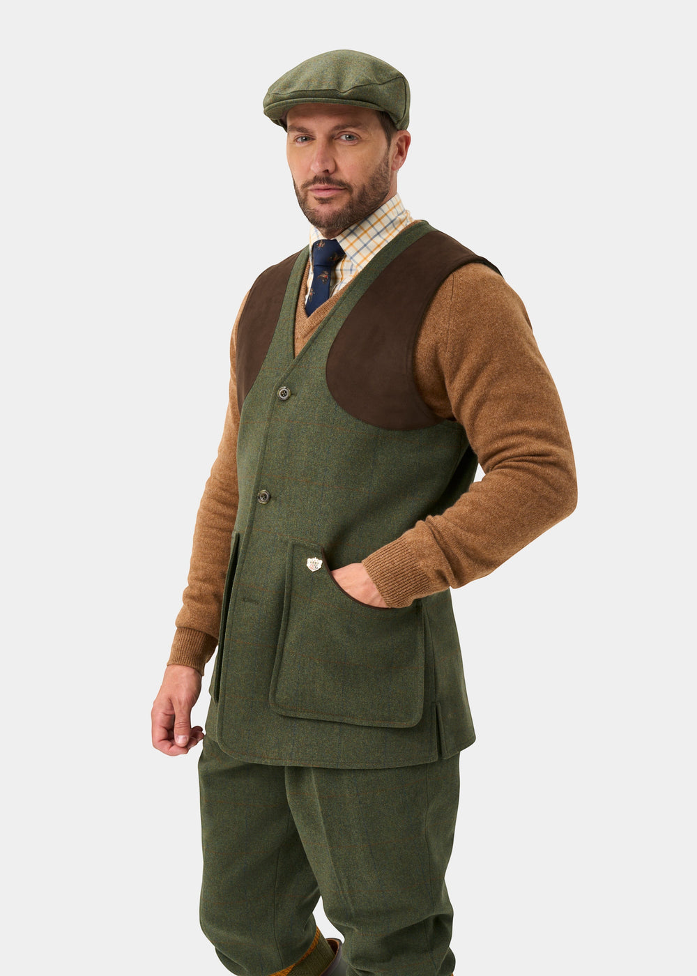 Combrook Men's Tweed Water Repellent Shooting Waistcoat in Mariner -  Shooting Fit