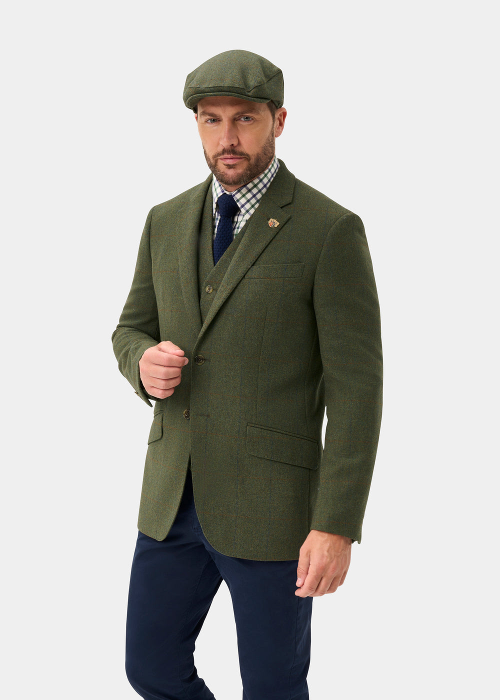 Combrook Men's Tweed Water Repellent Sports Blazer in Mariner - Regular Fit