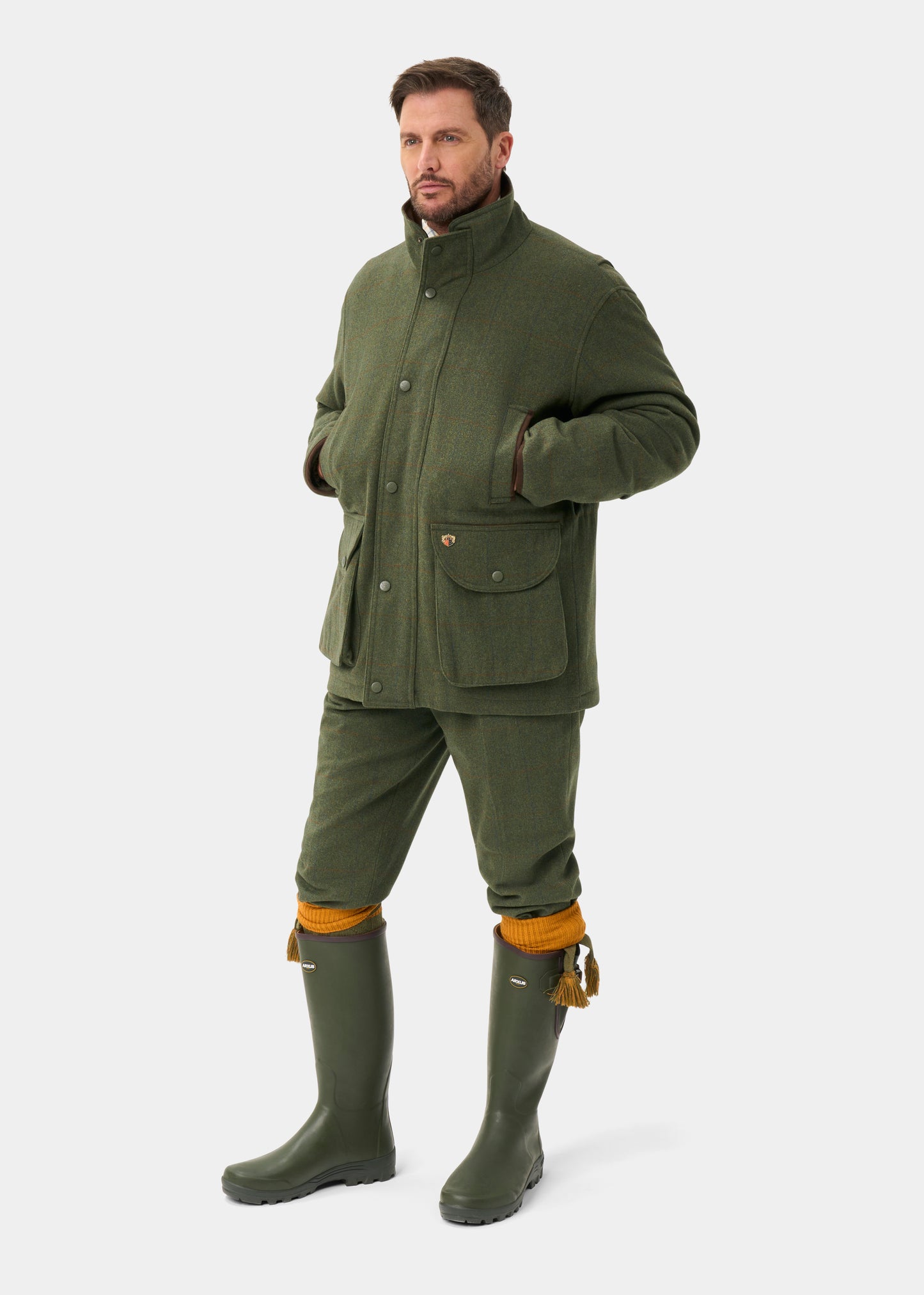 Combrook Men's Tweed Waterproof Shooting Field Coat in Mariner -  Shooting Fit