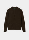 Men's brown cardigan on a light gray background