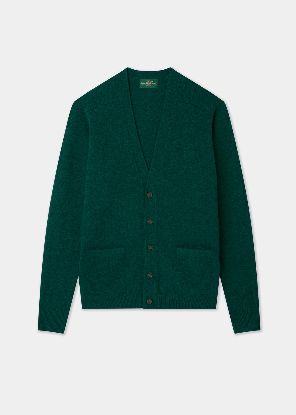 Dark green cardigan on a white background