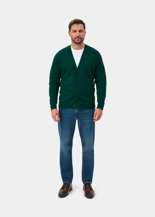Cornwall Lambswool Cardigan in Mallard - Classic Fit