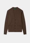 Brown cardigan on a light gray background